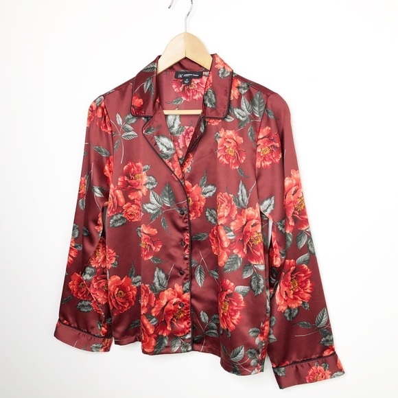 Inc International concepts, intimates, red floral, satin, two piece pajama set - Picture 9 of 16